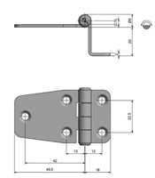 Roca gångjärn 67.5x37x20mm AISI 304