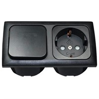 Eluttag 220V med Strömbrytare svart