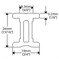 Ronstan 19 mm i-skena, 2,0 m